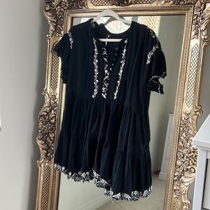 Free People Santiago Dress black white embroidered size S